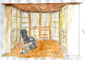 Bibliothek in Massivholz Elsbeere 